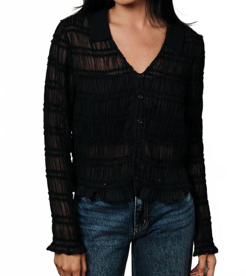 NEW SUNDAY EDITION sabine sheer ruffle blouse in black